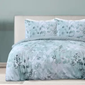 Botanical Leaves Floral Green Reversible Duvet Cover Bedding Set