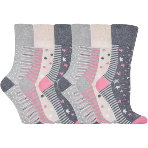 6 Pairs Non-Elastic Soft Top Cotton Socks for Women in Different Style