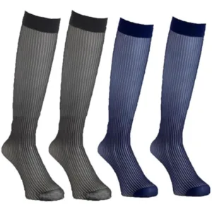 Men's Knee-High Ribbed Dress Socks Premium Pinstripe Socks