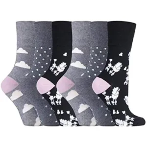 6 Pairs Non-Elastic Soft Top Cotton Socks for Women in Different Style