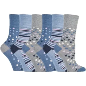 6 Pairs Non-Elastic Soft Top Cotton Socks for Women with stripes & heart